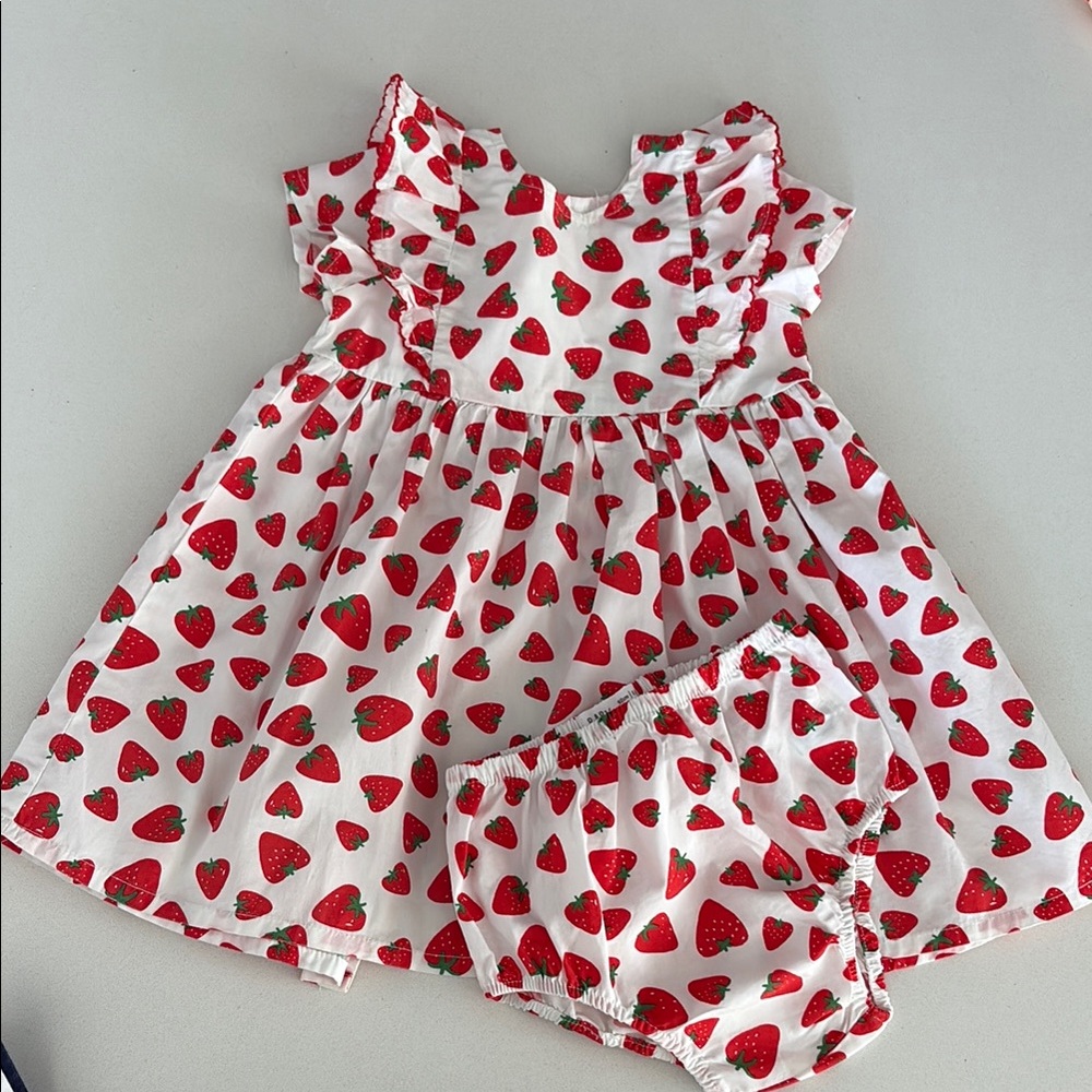 Strawberry Print Baby Dress and Bloomers